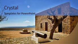  Presentation with medieval - Cool new presentation theme with town is a medieval fortress backdrop and a teal colored foreground