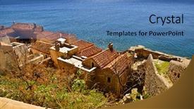  Presentation with byzantine - PPT theme enhanced with town is a medieval fortress background and a teal colored foreground