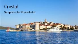  Presentation with croatia - Presentation theme having town korcula in croatia - abstact background and a light blue colored foreground