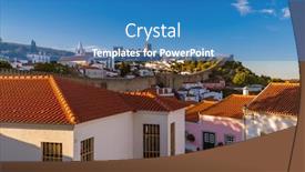  Presentation with architecture - Slide set enhanced with town-obidos-portugal-architecture-background background and a teal colored foreground