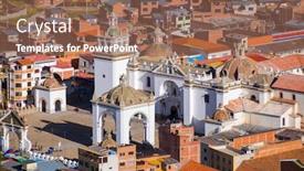  Presentation with lake - Theme featuring town-of-copacabana-on-lake background and a coral colored foreground