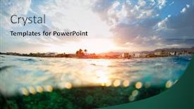  Presentation with coral - Beautiful theme featuring town-of-dahab-during-sunset backdrop and a light blue colored foreground
