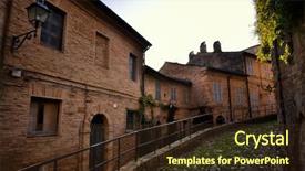  Presentation with grown - Audience pleasing theme consisting of town of fermo italy grown backdrop and a tawny brown colored foreground