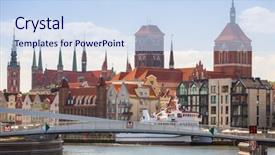  Presentation with old mumbai - Slide set featuring town of gdansk with catwalk background and a sky blue colored foreground