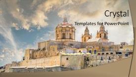  Presentation with scenic - Slide set featuring town of mdina in malta background and a soft green colored foreground