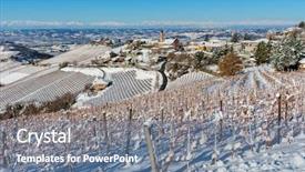  Presentation with sky blue - Slide deck with town of treiso on background background and a ocean colored foreground