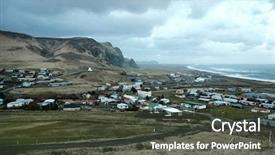  Presentation with iceland - Amazing slide set having town of vik in iceland backdrop and a  colored foreground