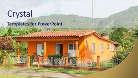  Presentation with rural housing - Audience pleasing theme consisting of town of vinales in cuba backdrop and a sky blue colored foreground