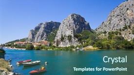  Presentation with croatia - Cool new slide set with town omis in croatia - abstact backdrop and a ocean colored foreground