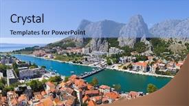  Presentation with croatia - Theme enhanced with town omis in croatia - travel background and a light blue colored foreground