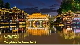  Presentation with ancient china - Amazing presentation design having town on tuo jiang river backdrop and a tawny brown colored foreground