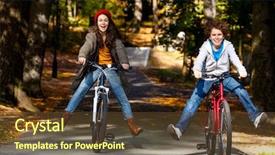  Presentation with teens - PPT theme having town park - urban biking - teens background and a tawny brown colored foreground