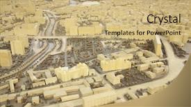  Presentation with town planning - Presentation design featuring town planning - city miniature background and a coral colored foreground