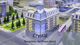  Presentation with town planning - PPT theme enhanced with town planning - city model background and a  colored foreground