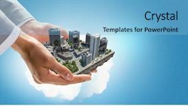  Presentation with development - Presentation design having town planning - my new development project background and a light blue colored foreground