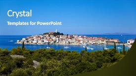  Presentation with croatia - PPT theme having town primosten in croatia - abstact background and a teal colored foreground