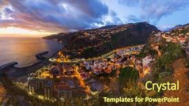 Presentation with travel - Presentation theme with town ribeira brava in madeira portugal - travel background background and a tawny brown colored foreground