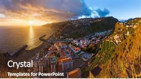 Presentation with travel - Audience pleasing slide deck consisting of town ribeira brava in madeira portugal - travel background backdrop and a tawny brown colored foreground