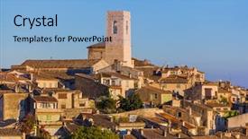  Presentation with paul - Slides consisting of town saint paul de vence background and a light blue colored foreground