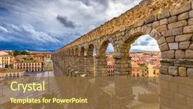  Presentation with aqueduct - Presentation theme consisting of town skyline at the ancient background and a tawny brown colored foreground