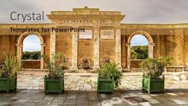  Presentation with fairy tale - PPT theme consisting of town-square-of-tuff-town background and a gold colored foreground