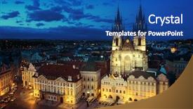  Presentation with czech republic - Cool new slide deck with town square prague czech republic backdrop and a ocean colored foreground