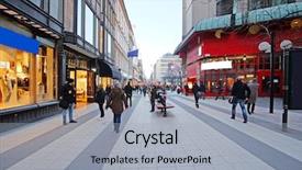  Presentation with street - Audience pleasing presentation theme consisting of town street in stockholm sweden backdrop and a light gray colored foreground