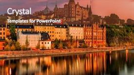  Presentation with scenic - Colorful presentation enhanced with town sunset skyline panoramic merge backdrop and a tawny brown colored foreground