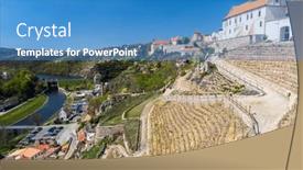  Presentation with vineyard - Theme featuring town-vineyard-znojmo-south-moravia background and a teal colored foreground