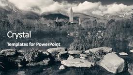  Presentation with ancient china - Presentation design featuring town with lake reflection yunnan background and a dark gray colored foreground