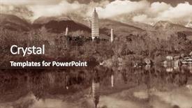  Presentation with ancient china - Theme with town with lake reflection yunnan background and a tawny brown colored foreground