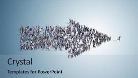  Presentation with social business people network - Slides with townhall meeting - arrow made of various business background and a light blue colored foreground