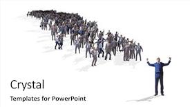  Presentation with crowd - Beautiful slides featuring townhall meeting - crowd of business people backdrop and a white colored foreground