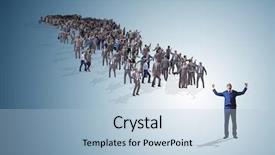  Presentation with crowd - Amazing theme having townhall meeting - crowd of business people backdrop and a light blue colored foreground