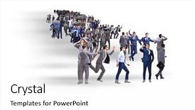  Presentation with crowd - Beautiful presentation design featuring townhall meeting - crowd of business people backdrop and a white colored foreground