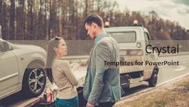  Presentation with tow truck - Beautiful presentation design featuring towservice - couple near tow-truck picking up backdrop and a coral colored foreground