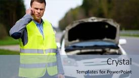  Presentation with car service - Presentation consisting of towservice - man calling car towing service background and a light blue colored foreground