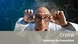  Presentation with thought - PPT theme having toxic - crazy scientist looking thought glasses background and a gray colored foreground
