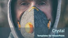  Presentation with pollution air - Slides featuring toxic - man wearing real antipollution antismog background and a ocean colored foreground