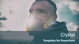  Presentation with smog - Cool new presentation theme with toxic - man wearing real antipollution antismog backdrop and a ocean colored foreground