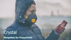  Presentation with air pollution - PPT layouts featuring toxic - woman wearing real antipollution antismog background and a ocean colored foreground