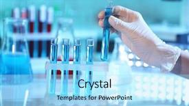  Presentation with tea leaves test tube - Slide set consisting of toxic drugs - scientist hand holding test tube background and a light blue colored foreground