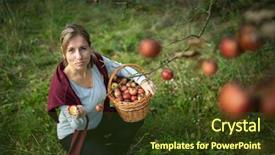  Presentation with smell - Cool new slides with toxic free - middle aged woman picking apples backdrop and a tawny brown colored foreground