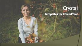  Presentation with smell - Slide deck consisting of toxic free - middle aged woman picking apples background and a dark gray colored foreground