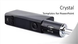 Presentation with vaping - Theme featuring toxic metal - e-cigarette or vaping device background and a white colored foreground