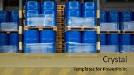  Presentation with barrels - Audience pleasing presentation theme consisting of toxic waste chemicals stored backdrop and a yellow colored foreground