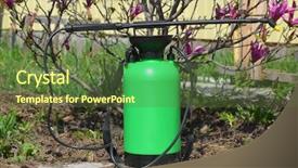  Presentation with toxic work environment - Cool new slide deck with toxic work environment - sprayer for the garden backdrop and a tawny brown colored foreground