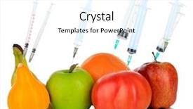 Presentation with injection - PPT theme having toxin - injection into fruit and vegetables background and a white colored foreground