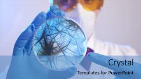  Presentation with petri dish - Cool new presentation theme with toxin - scientist holding a petri dish backdrop and a teal colored foreground