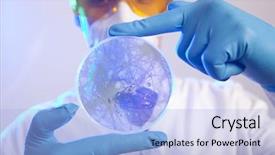  Presentation with petri dish - PPT theme with toxin - scientist holding a petri dish background and a light blue colored foreground